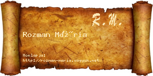 Rozman Mária névjegykártya